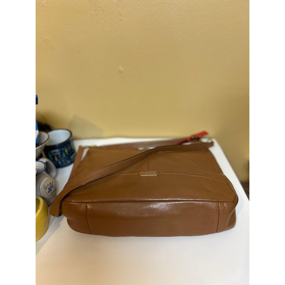 Vintage Coach Brown Pebbled Leather Convertible Hobo Crossbody Brass Hardware - Picture 8 of 13